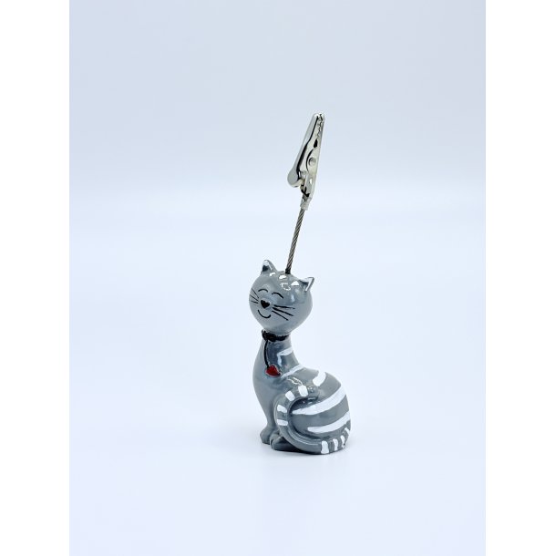 Kortholder - Gr� kat med hvide striber