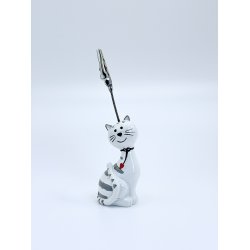 Kortholder - Hvid kat med gr� striber