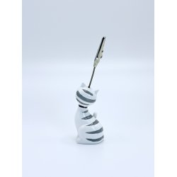 Kortholder - Hvid kat med gr� striber